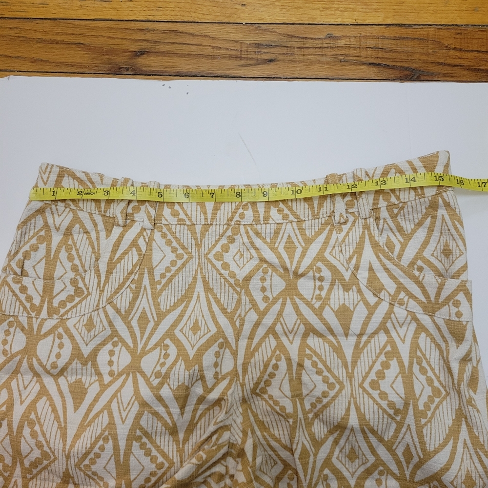 Anthropologie Elevenses Tiled Tide Shorts‎ Mustard Yellow Tribal Boho - Picture 8 of 9